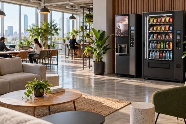 Ortak çalışma alanında kahve ve snack otomatları